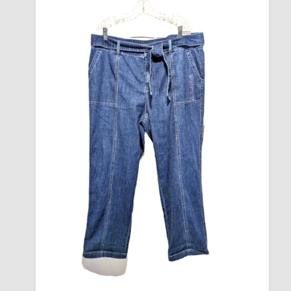 NEW Lane Bryant High Rise Front Seam Chambray Tie Belt Ankle Pants Size 16 - Picture 1 of 2